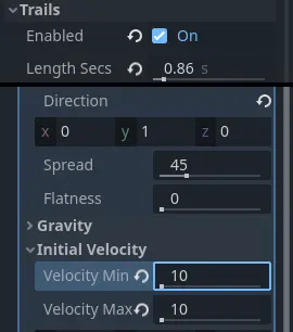 Particle trail params